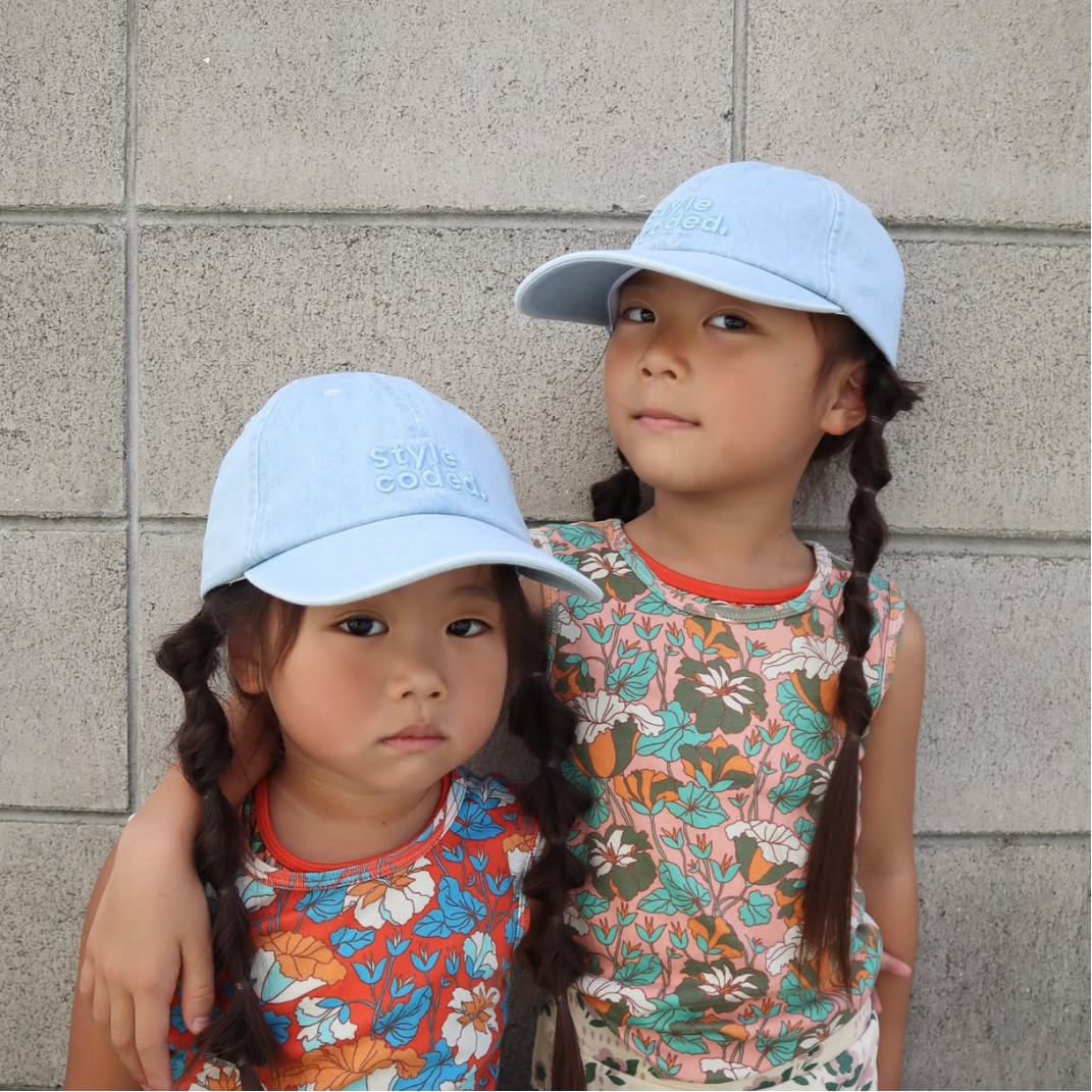 matching kids denim caps fini coded collection mother daughter style