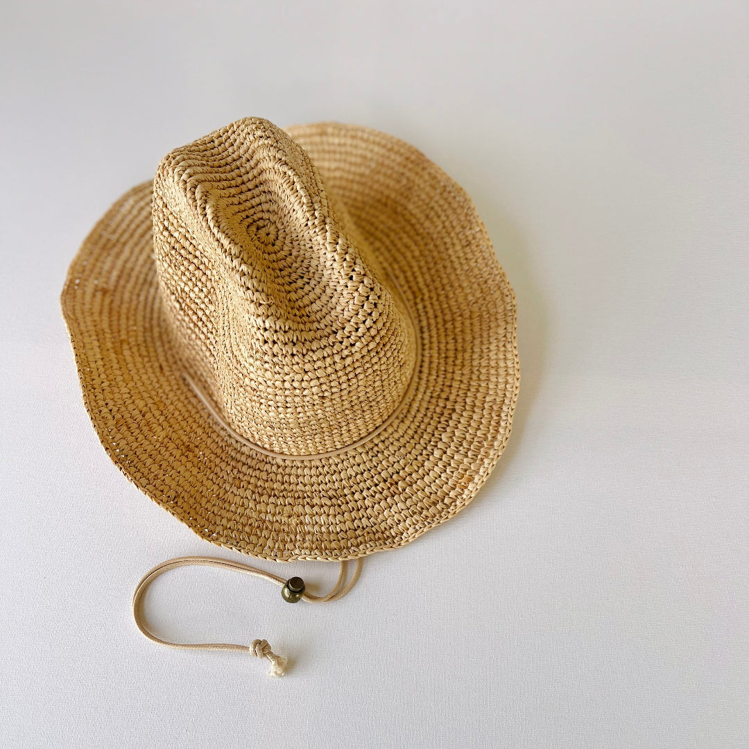 fini. the label kids cowboy straw hat wire brim adjustable band