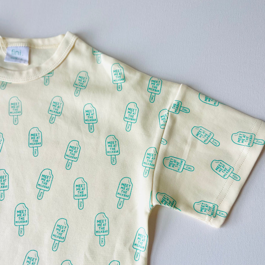 premium teal cotton kids tee fini the label icecream print australia