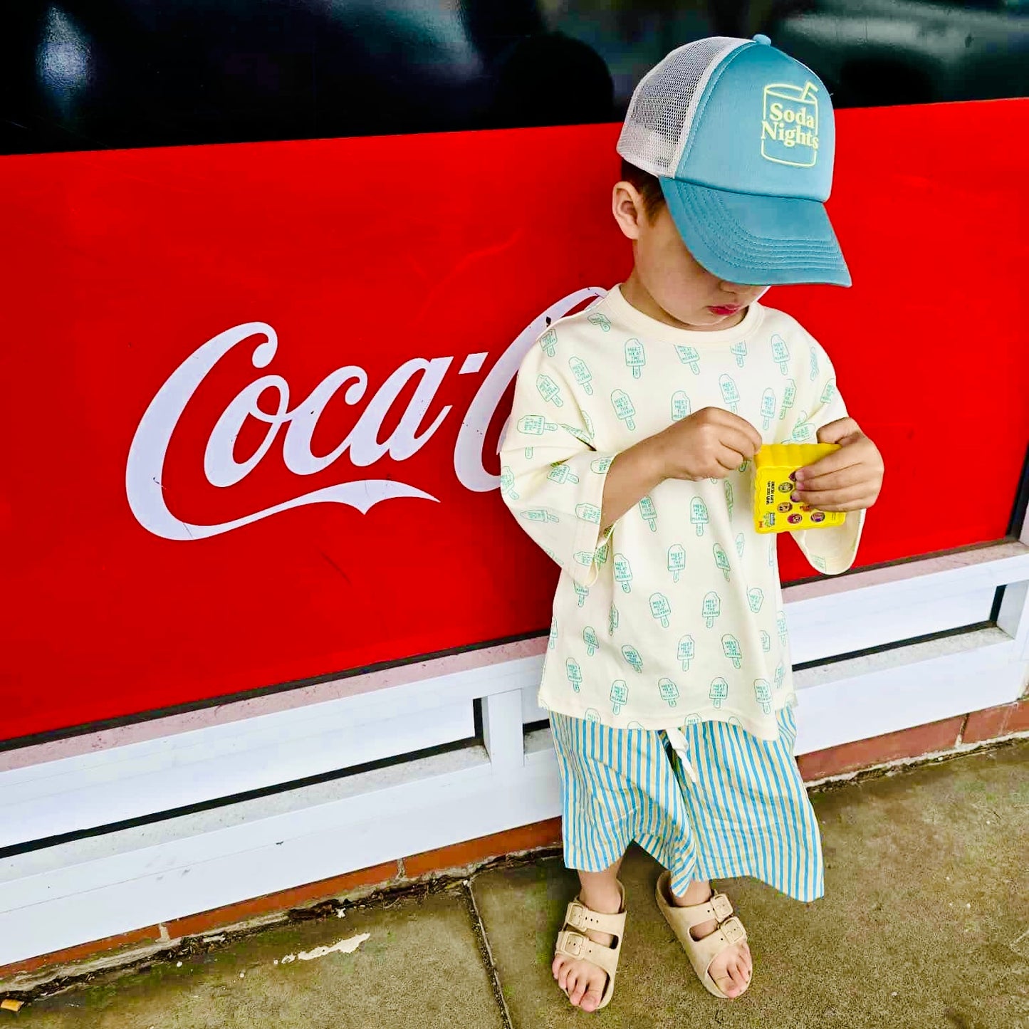 child wearing fini culottes striped cotton australian brand