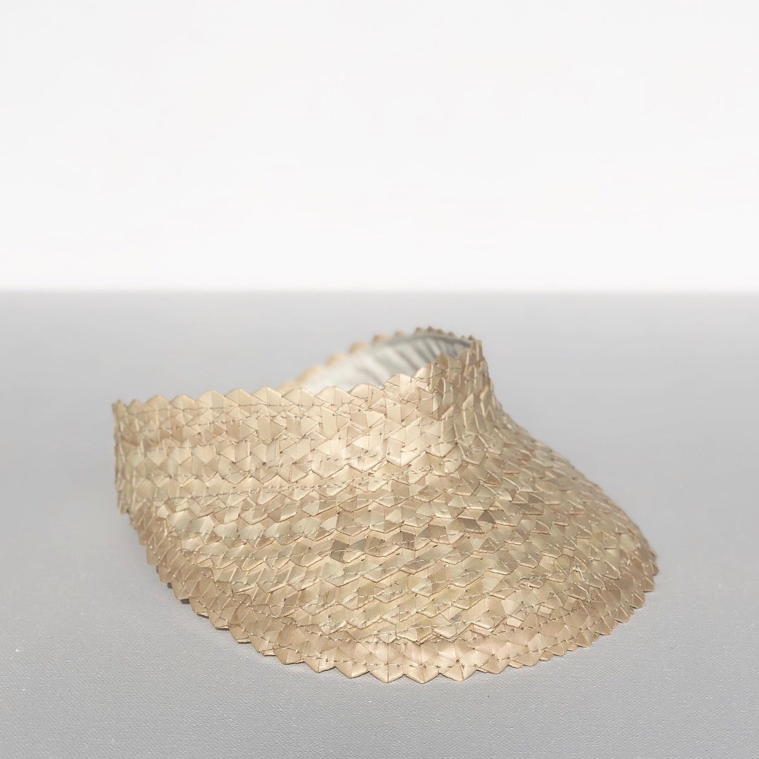 light straw visor palm leaf material close up fini australia